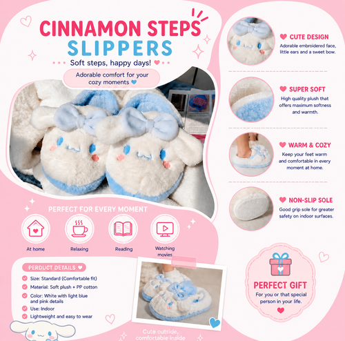 Cinnamon Steps Plush Slippers
